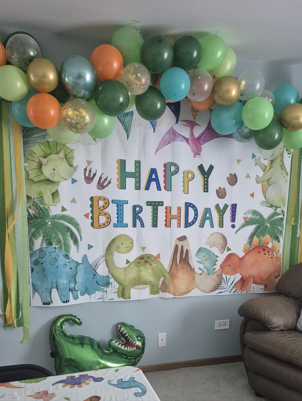 Happy Birthday Dinosaur Party Backdrop 7'x5'